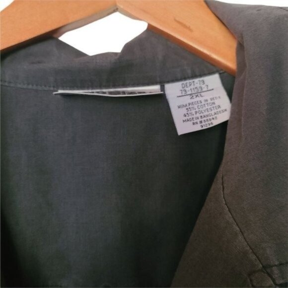 Kingsize Black Button Up Shirt 2XL Embroidered Pocket Short Sleeve - Picture 5 of 7